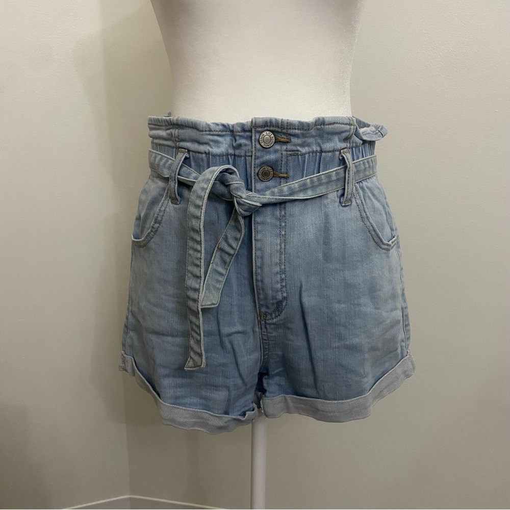 Women's High Waist Light Blue Denim Shorts